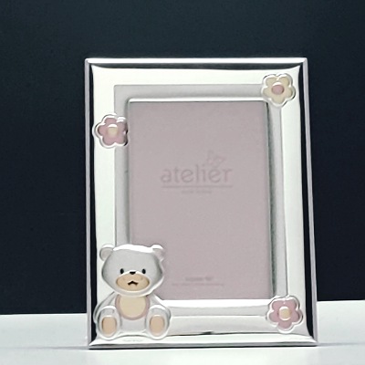 Cornici in argento: Cornice bambina Orso rosa in Argento