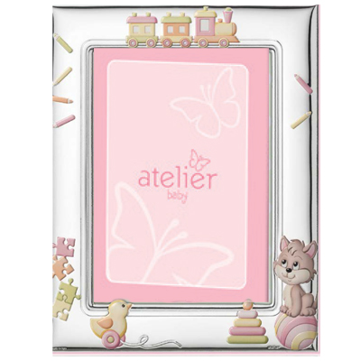 Cornici in argento: Cornice gattino gomitolo rosa