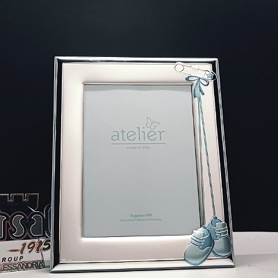 Cornici in argento: Cornice Linea Scarpine Bimbo Celeste in Argento
