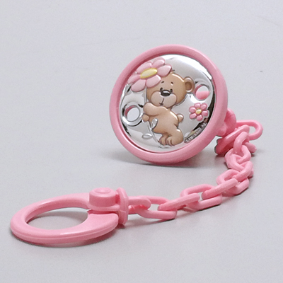 Cornici in argento: Pinza Porta Ciuccio Orsetto Fiore Rosa