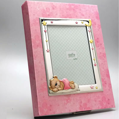 Album Bambina Orsetto Nuvola Rosa 20x25 con Cornice 9x13