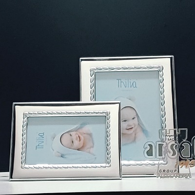 Cornici in argento: Cornice Linea Treccia Bimbo Celeste in Argento