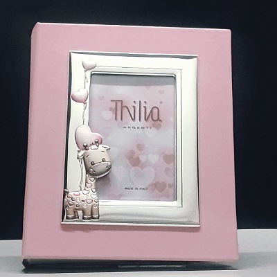 Cornici in argento: Album linea giraffa bambina 20x25 corncie 10x15 rosa