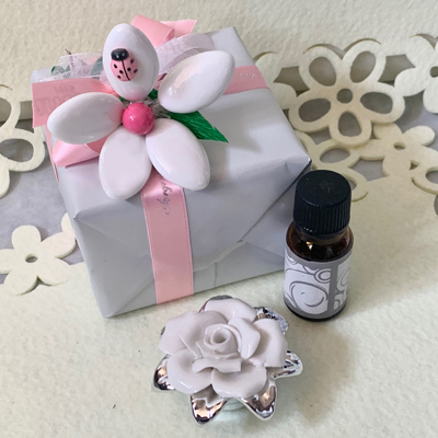 Cornici in argento: Mini Rosa profumatore bianca d.5