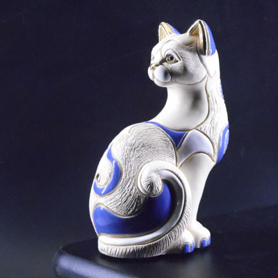 Cornici in argento: Gatto Bianco in Ceramica Dipinta h.cm.18