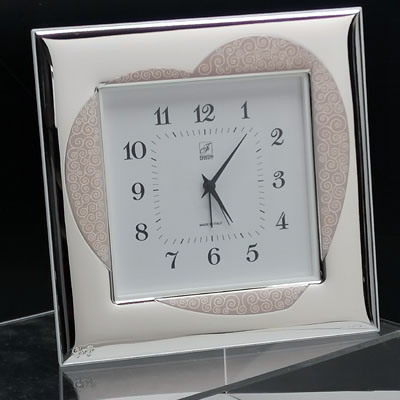 Cornici in argento: Orologio Quadrato Cuore Argento 20x20cm