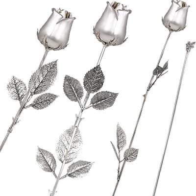 Cornici in argento: Rosa Dallas Argento Satinata Aperta in Astuccio cm.25