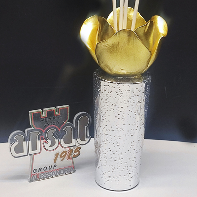 Cornici in argento: Profumatore h.20 Cilindrico 50 Anniversario Rosa Smalto Oro 