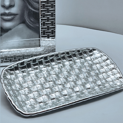 Cornici in argento: Vassoio Linea Intreccio 27x14cm in Argento
