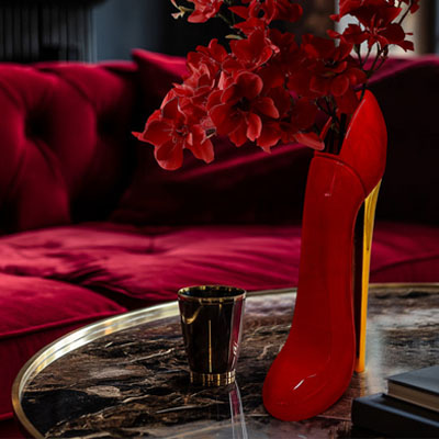 Cornici in argento: Vaso Tacco Glam Rosso h.30 Seqenze 