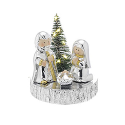 Cornici in argento: Presepe su Tronco con Albero Led 