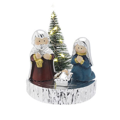 Cornici in argento: Presepe su Tronco con Albero Led