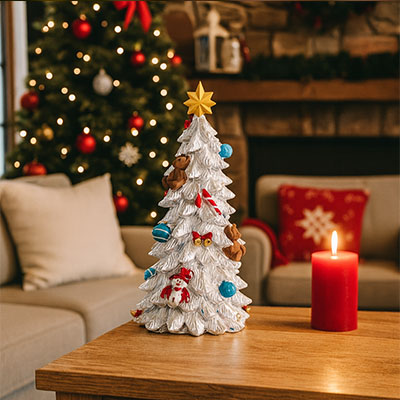 Cornici in argento: Carillon Natalizio Albero di Natale Colorato e Argento h.27