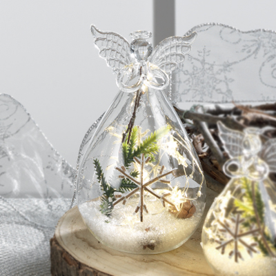 Cornici in argento: Angelo con Decorazione Natalizia con Led