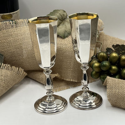 Cornici in argento: Flut in Argento 925 Ottagonali Interno in Oro h.19cm Cad.