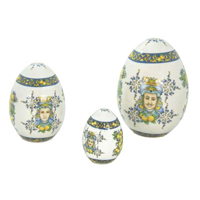Cornici in argento: Uovo Ceramica Dipinta - Maioliche Siciliane - h.10