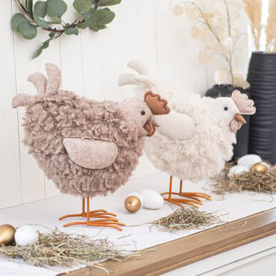 Cornici in argento: Gallina Beige Decorativa Pasqua h.30cm 
