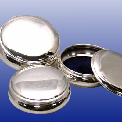 Cornici in argento: Scatola Tonda Argento Liscia Interno Floccato D.11 cm.